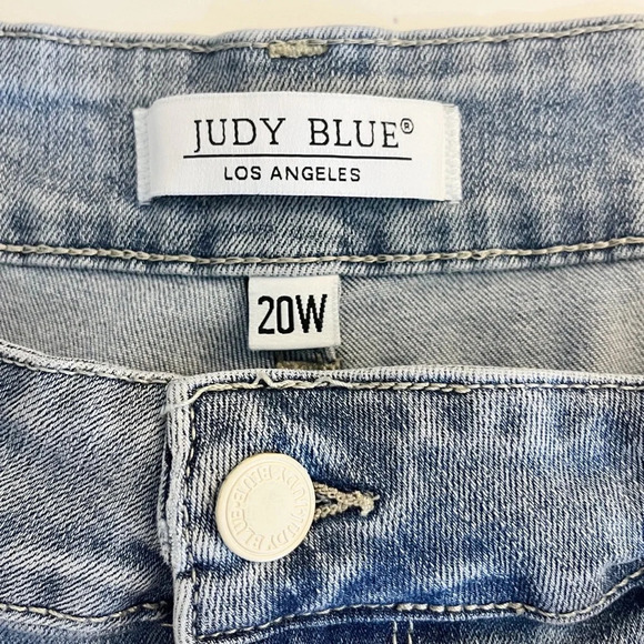 Judy Blue Lace Patch Distressed Light Wash Mid‎ Rise Skinny Jeans - Picture 11 of 13